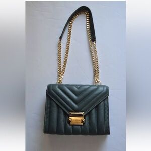 Michael Kors Whitney Quilted Leather Olive Green Chain Shoulder Bag